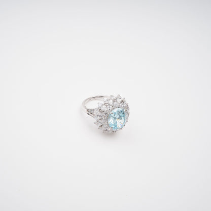 Céleste Blue Oval Cut Gemstone Sterling Silver Ring