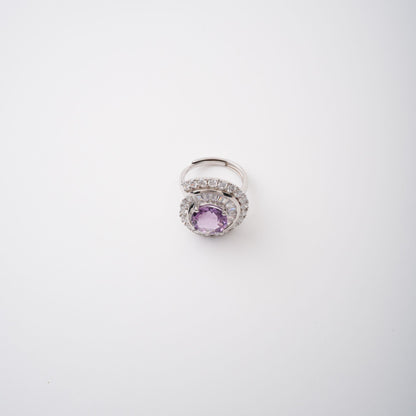 Margaux Purple Halo Setting Adjustable Ring