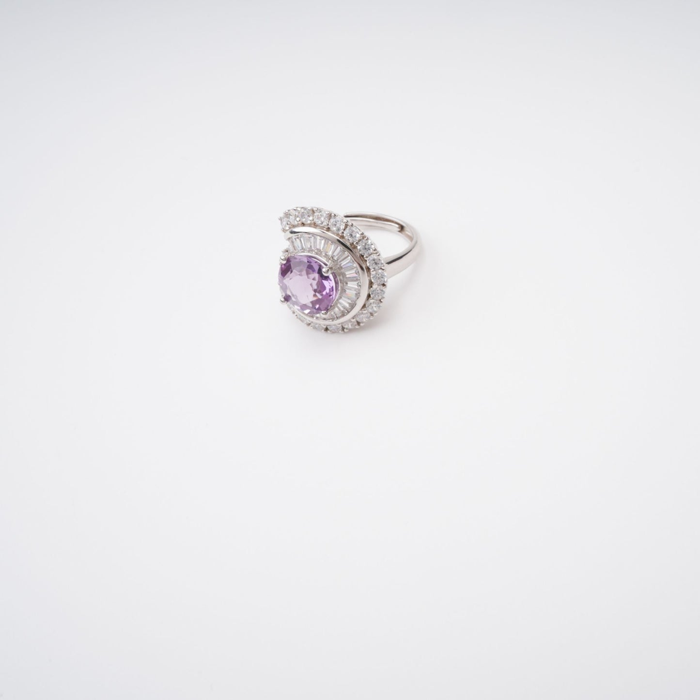 Margaux Purple Halo Setting Adjustable Ring
