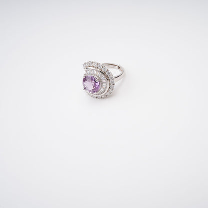 Margaux Purple Halo Setting Adjustable Ring
