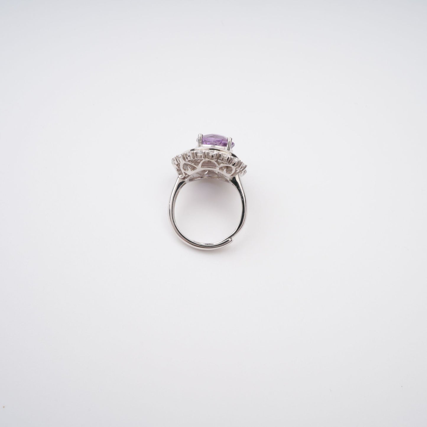 Margaux Purple Halo Setting Adjustable Ring