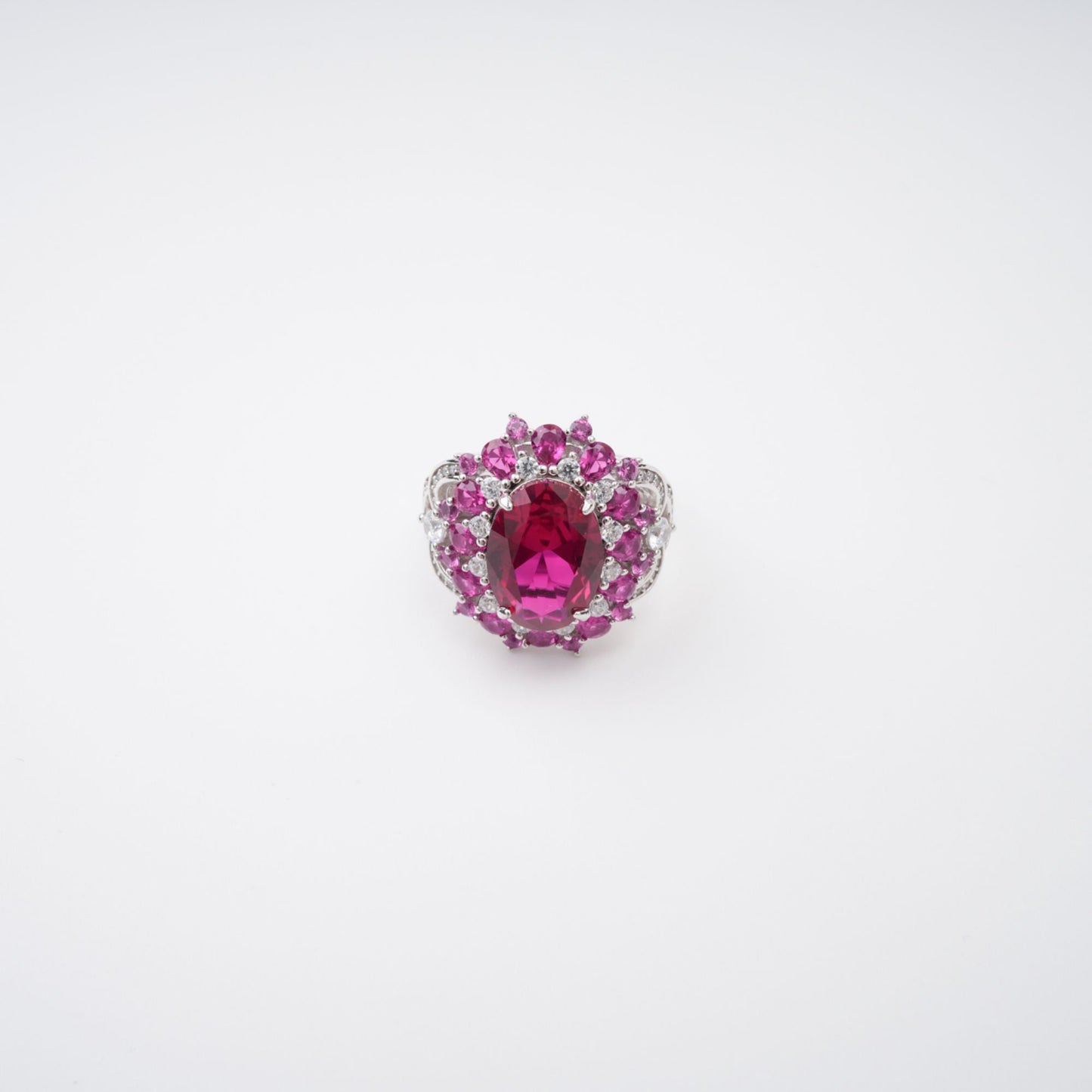 Amélie Red Oval Cut Gemstone Sterling Silver Ring
