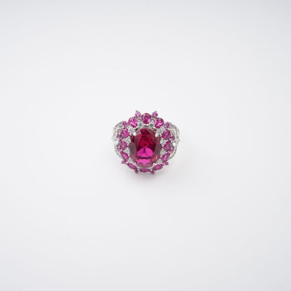 Amélie Red Oval Cut Gemstone Sterling Silver Ring