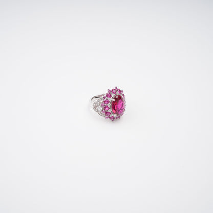 Amélie Red Oval Cut Gemstone Sterling Silver Ring