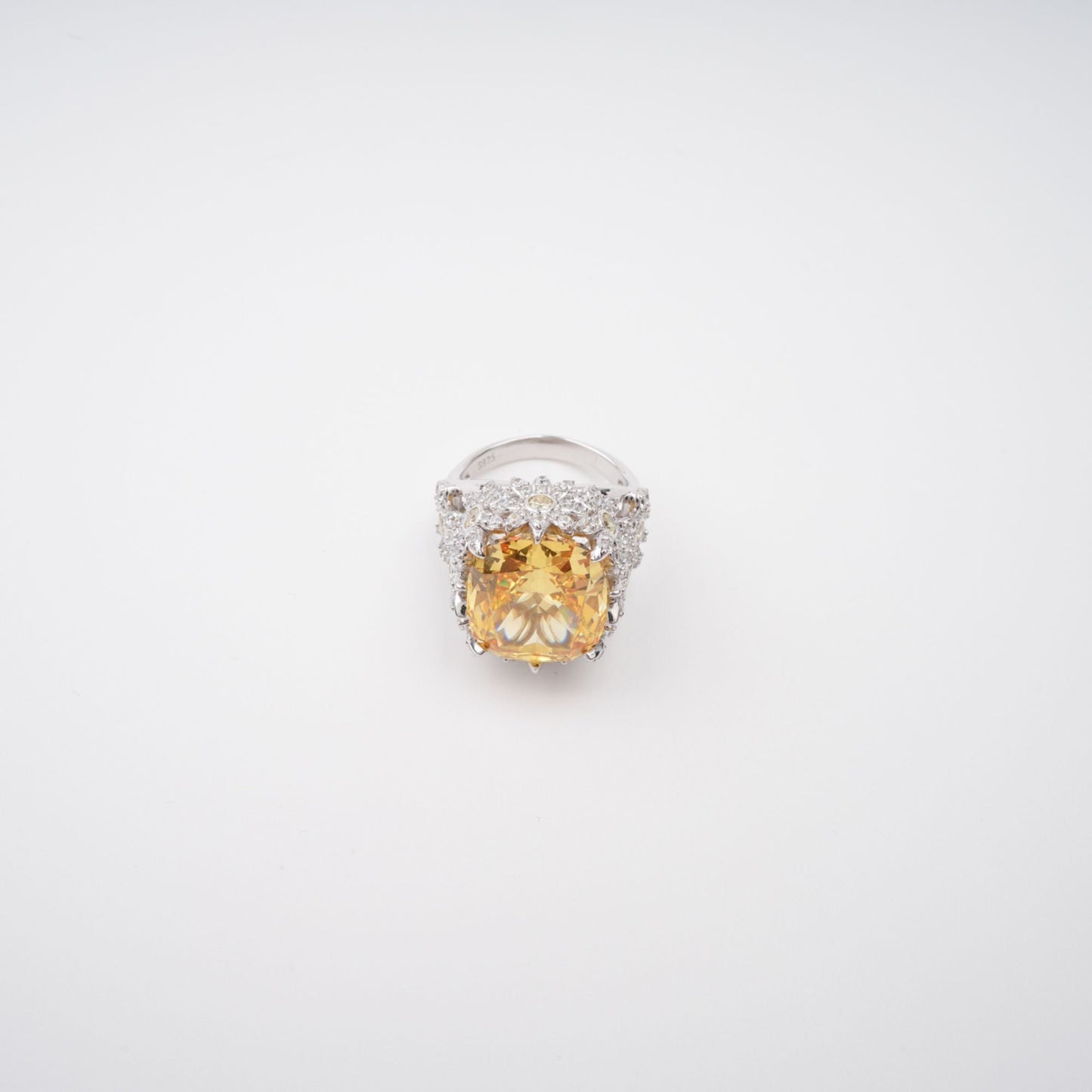 Amandine Yellow Halo-Set Gemstone Ring