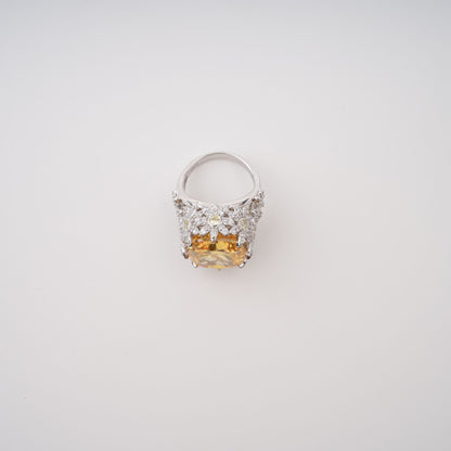 Amandine Yellow Halo-Set Gemstone Ring
