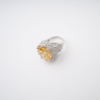 Amandine Yellow Halo-Set Gemstone Ring