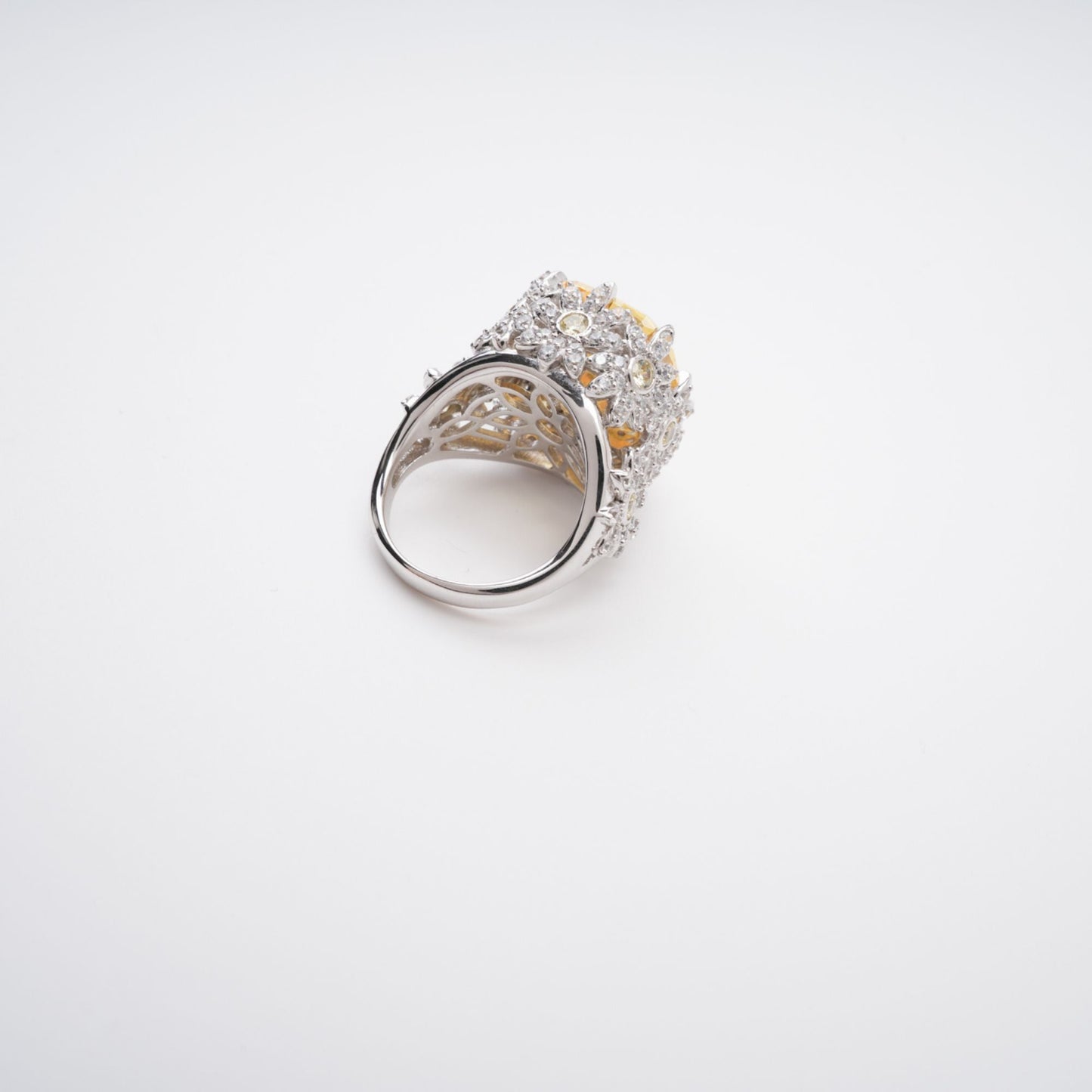 Amandine Yellow Halo-Set Gemstone Ring