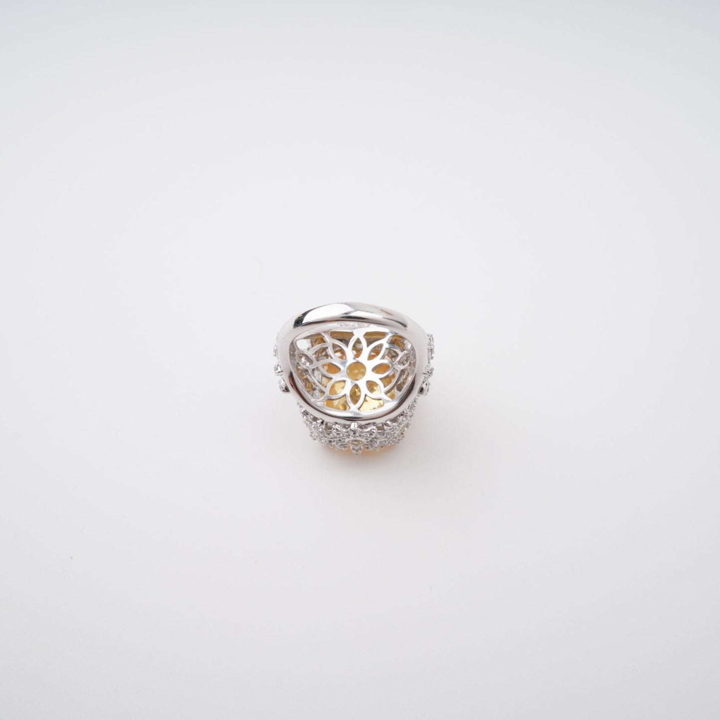 Amandine Yellow Halo-Set Gemstone Ring