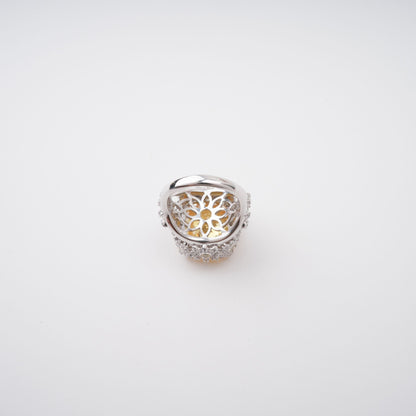 Amandine Yellow Halo-Set Gemstone Ring