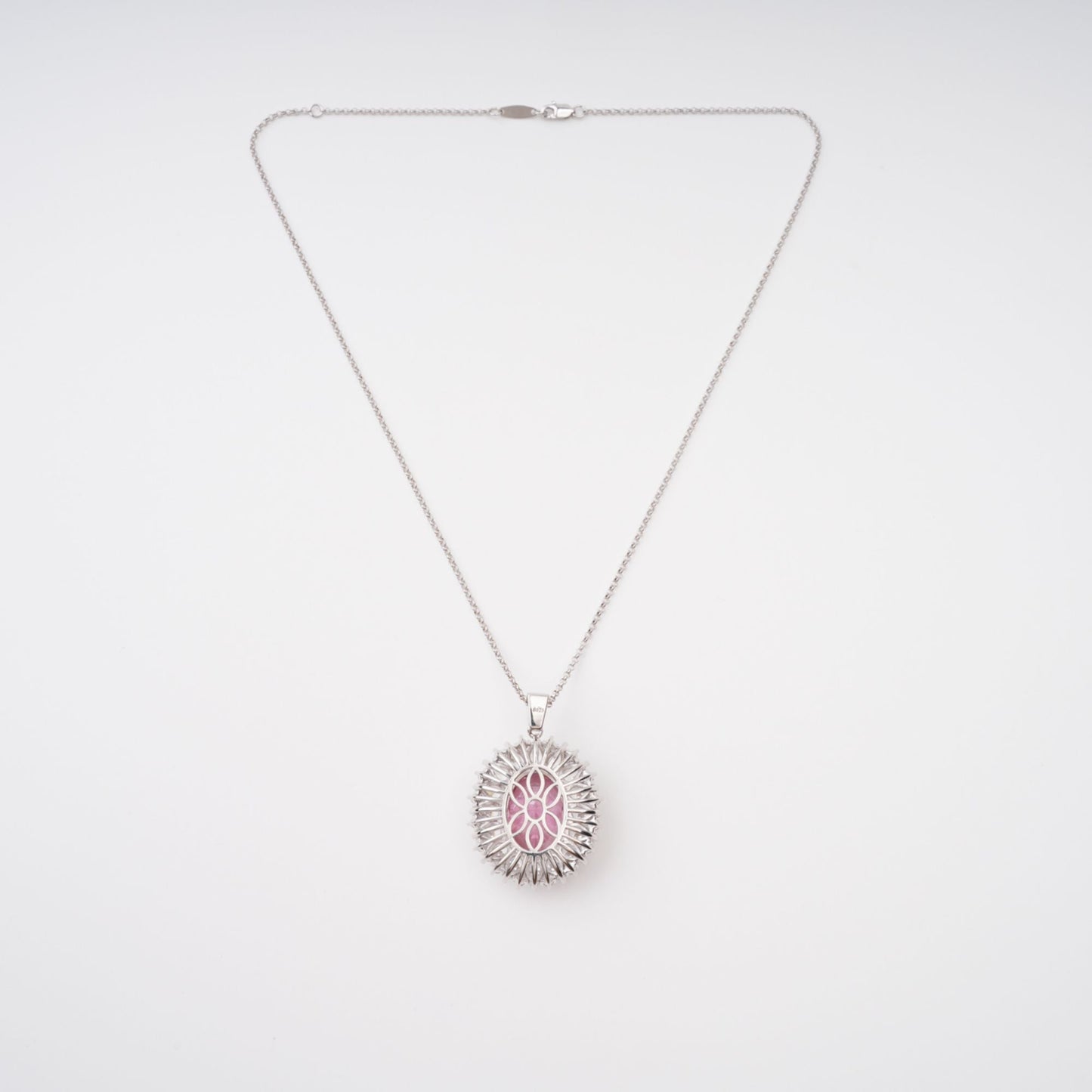 Raphaëlle Pink Oval Gemstone Pendant Sterling Silver Necklace