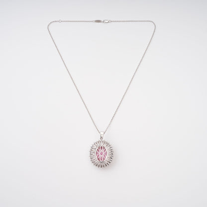 Raphaëlle Pink Oval Gemstone Pendant Sterling Silver Necklace