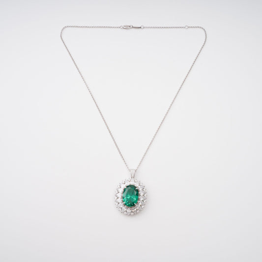 Raphaëlle Green Oval Gemstone Pendant Sterling Silver Necklace