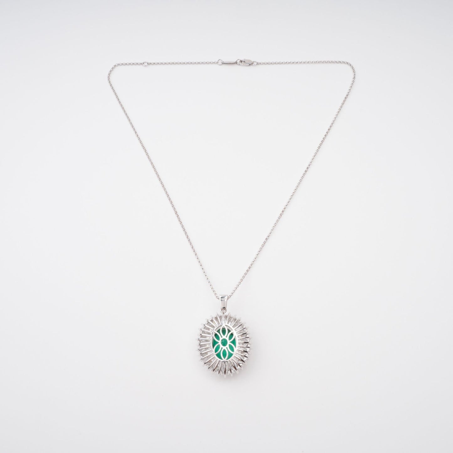 Raphaëlle Green Oval Gemstone Pendant Sterling Silver Necklace