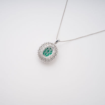 Raphaëlle Green Oval Gemstone Pendant Sterling Silver Necklace