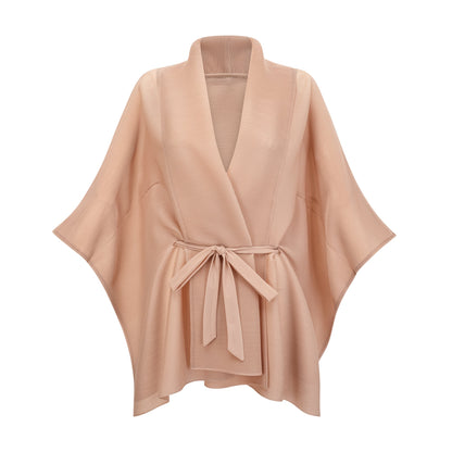 Adèle cape-design pleated top & skirt matching set
