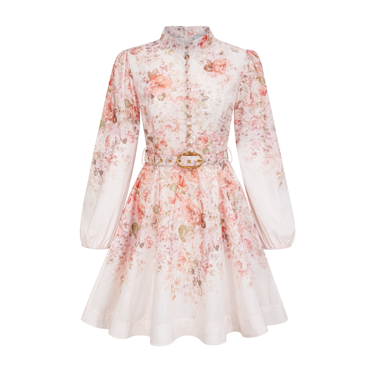 Bianca Beige Floral Print Mini Dress