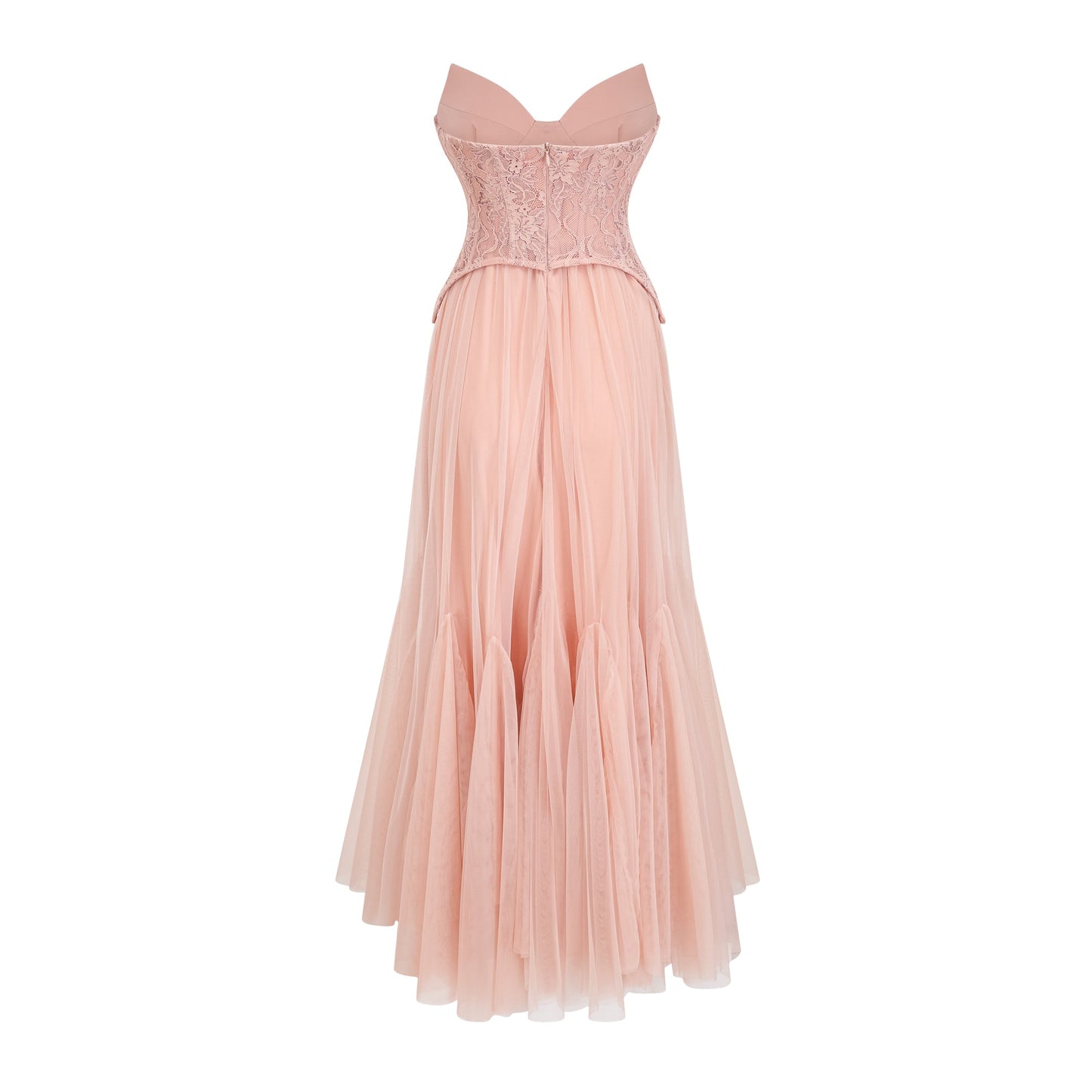 Ulrique pink lace corset tulle maxi dress