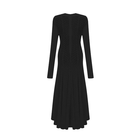 Athena wavy-pattern lace maxi dress in Black
