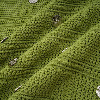 Annette green embellished knit top & skirt matching set