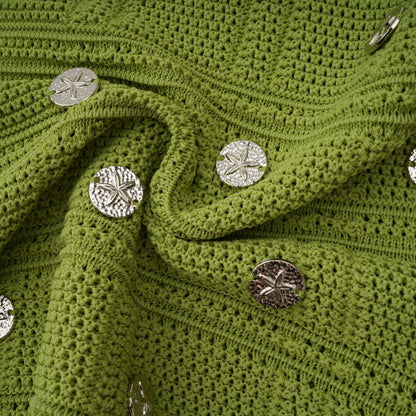 Annette green embellished knit top & skirt matching set