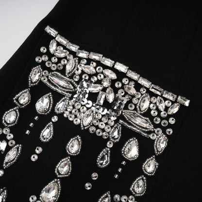 Diane black embellished maxi blazer dress