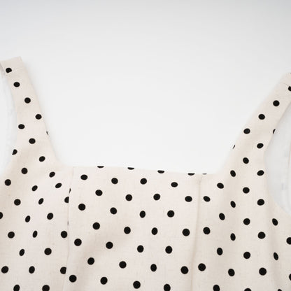 Geneviève neutrals polka-dot puff mini dress