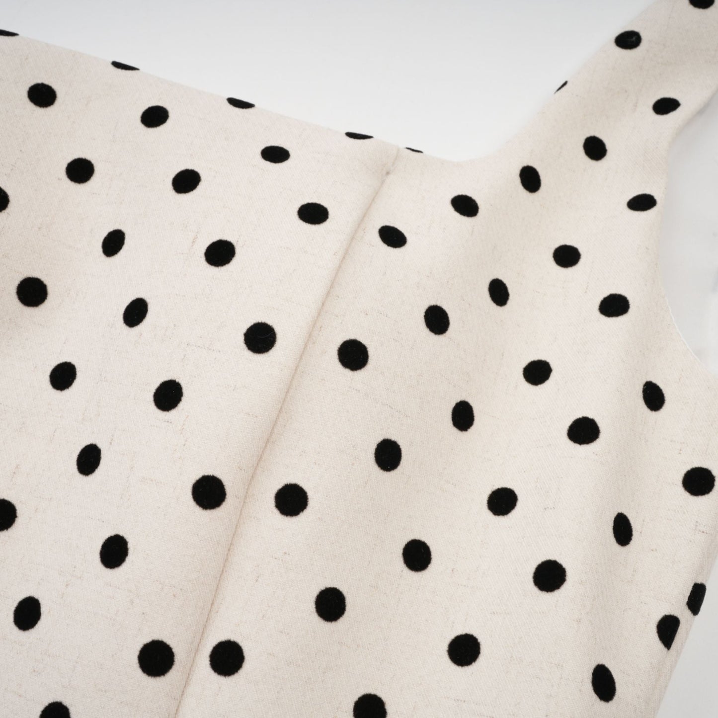 Geneviève neutrals polka-dot puff mini dress