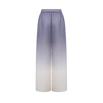 Agathe purple gradient wrinkled blouse & trousers matching set