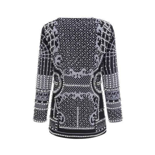 Catherine pattern-print V-neck blazer dress