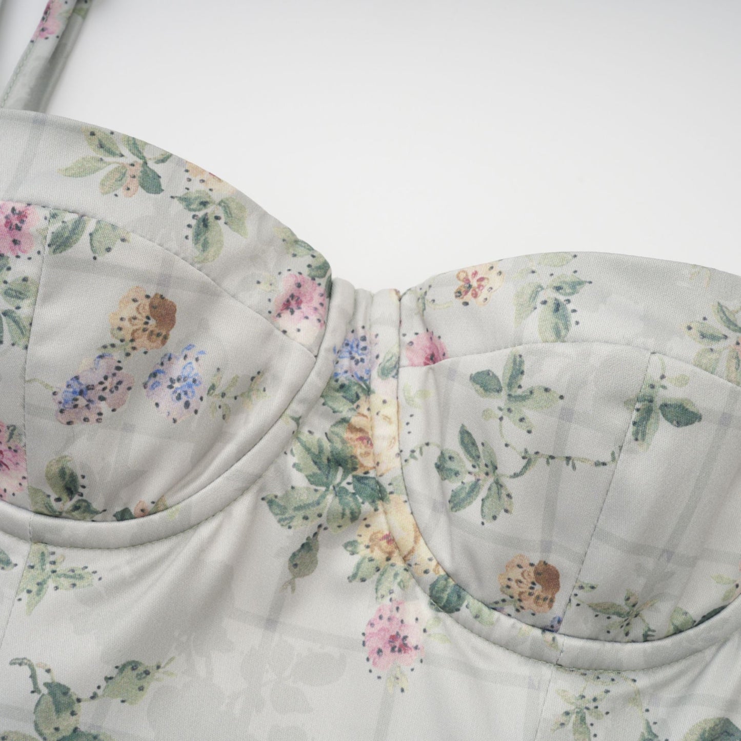 Prunelle sage-green floral-print shirred midi dress