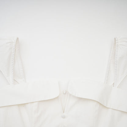 Julie white folded-neck bonded sleeveless mini dress