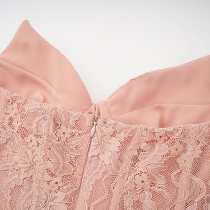Ulrique pink lace corset tulle maxi dress