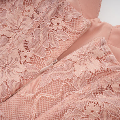 Ulrique pink lace corset tulle maxi dress