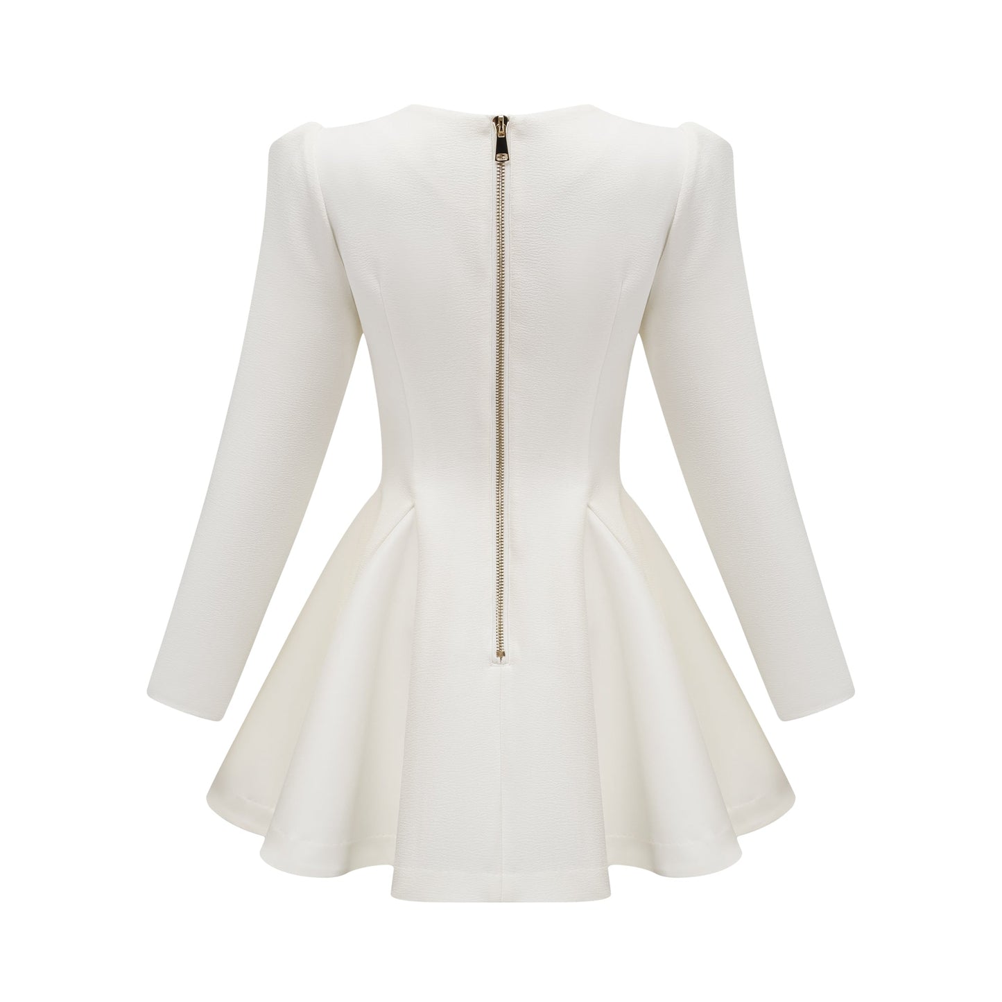 Élise pleated peplum-hem blazer dress in White
