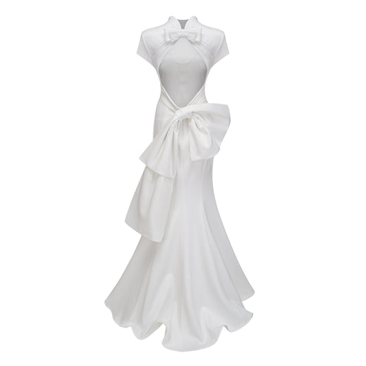 Camille White Statement Bow Mermaid Maxi Dress