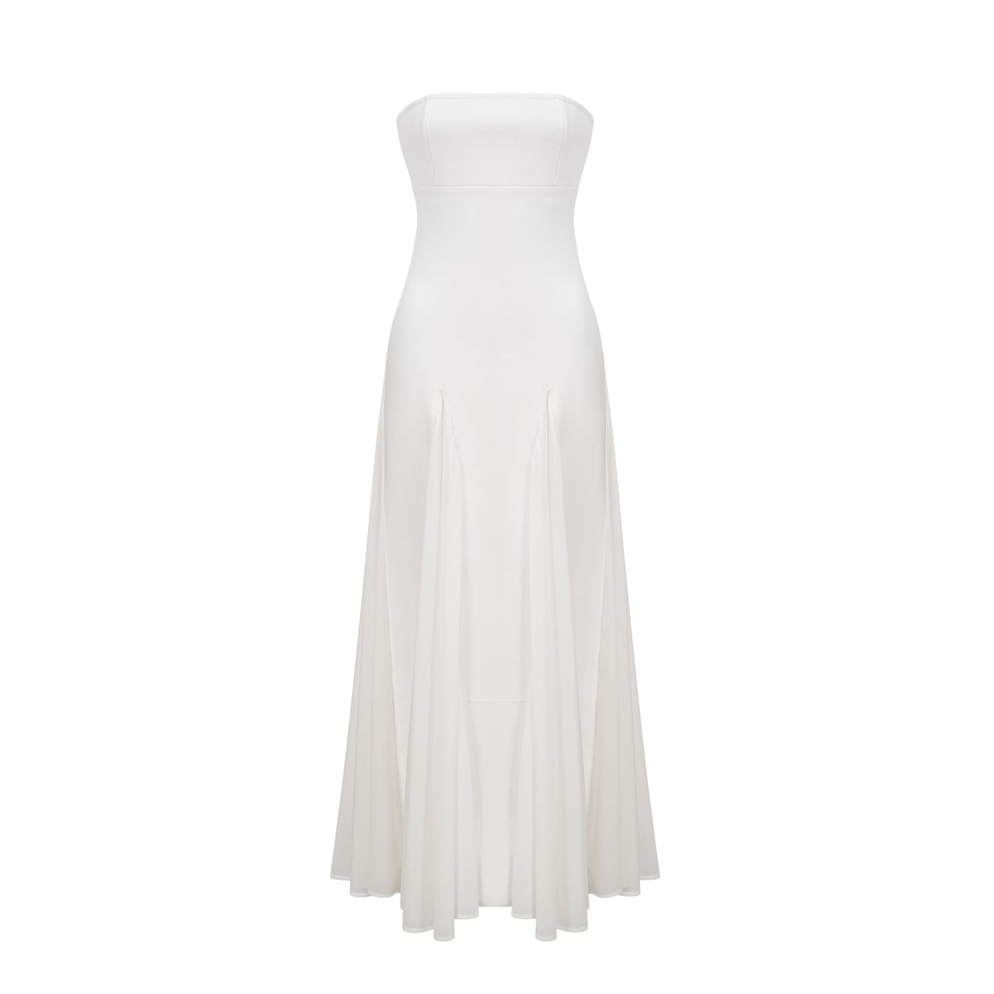 Nathalie white tulle-panelling maxi dress