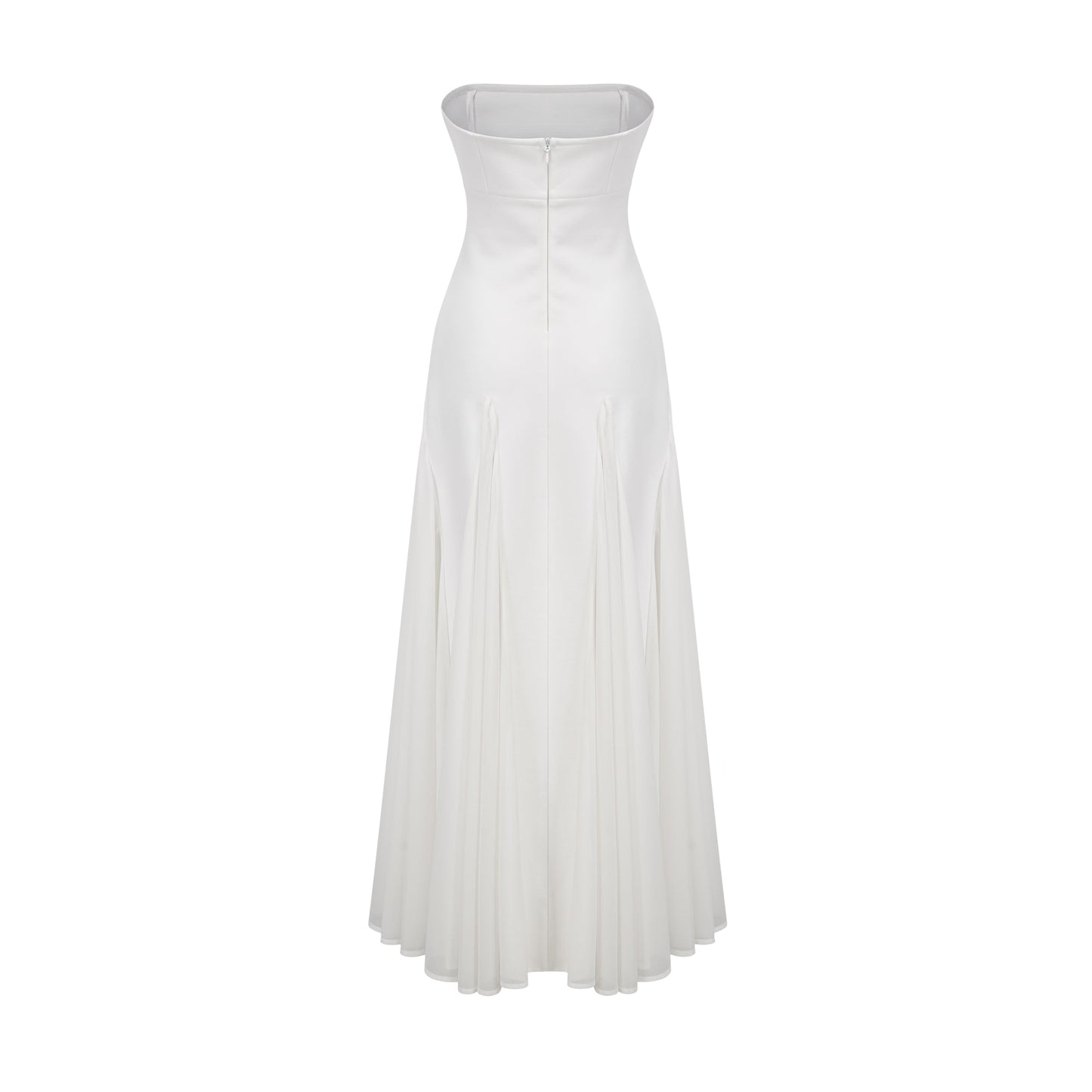 Nathalie white tulle-panelling maxi dress