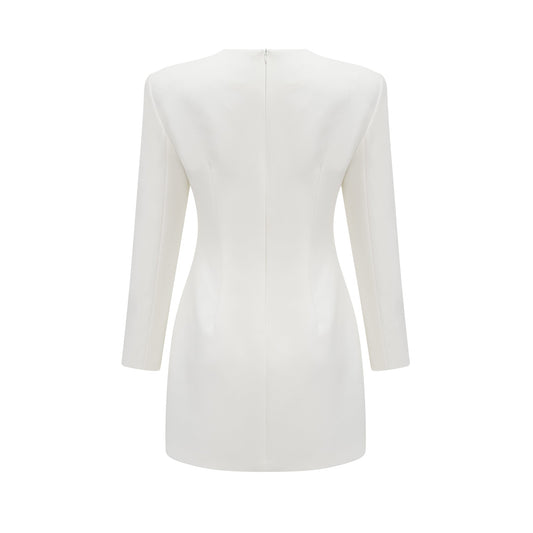 Vanessa white faux-flower embellished mini dress