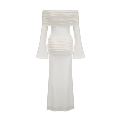 Wanda white glittered floral-appliqué knit maxi dress