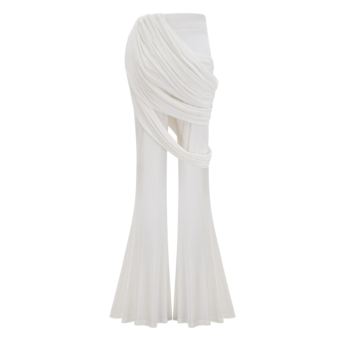 Dulcie White Asymmetrical Ruched Matching Set