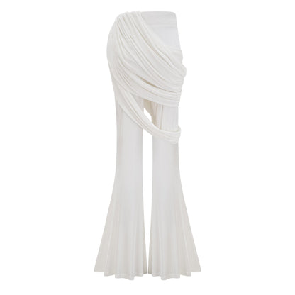 Dulcie White Asymmetrical Ruched Matching Set
