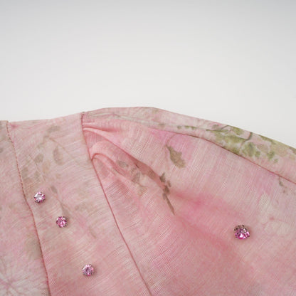 Narcisse pink embellished floral-print mini dress