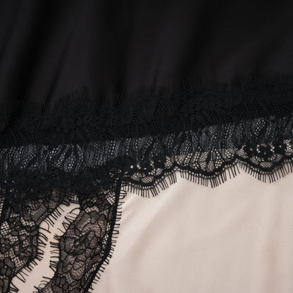 Raphaëlle lace-panel asymmetrical satin skirt