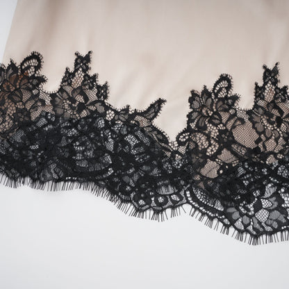 Raphaëlle lace-panel asymmetrical satin skirt