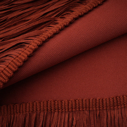 Mélisande Rusty Red Halterneck Fringed Maxi Gown