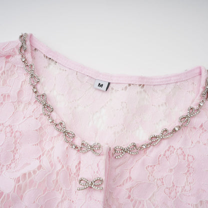 Sabine Pink Floral Lace Mermaid Midi Dress