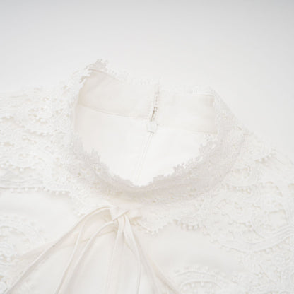 Patricia white floral-lace midi dress