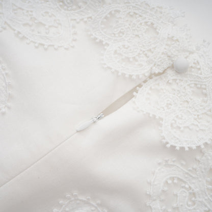 Patricia white floral-lace midi dress