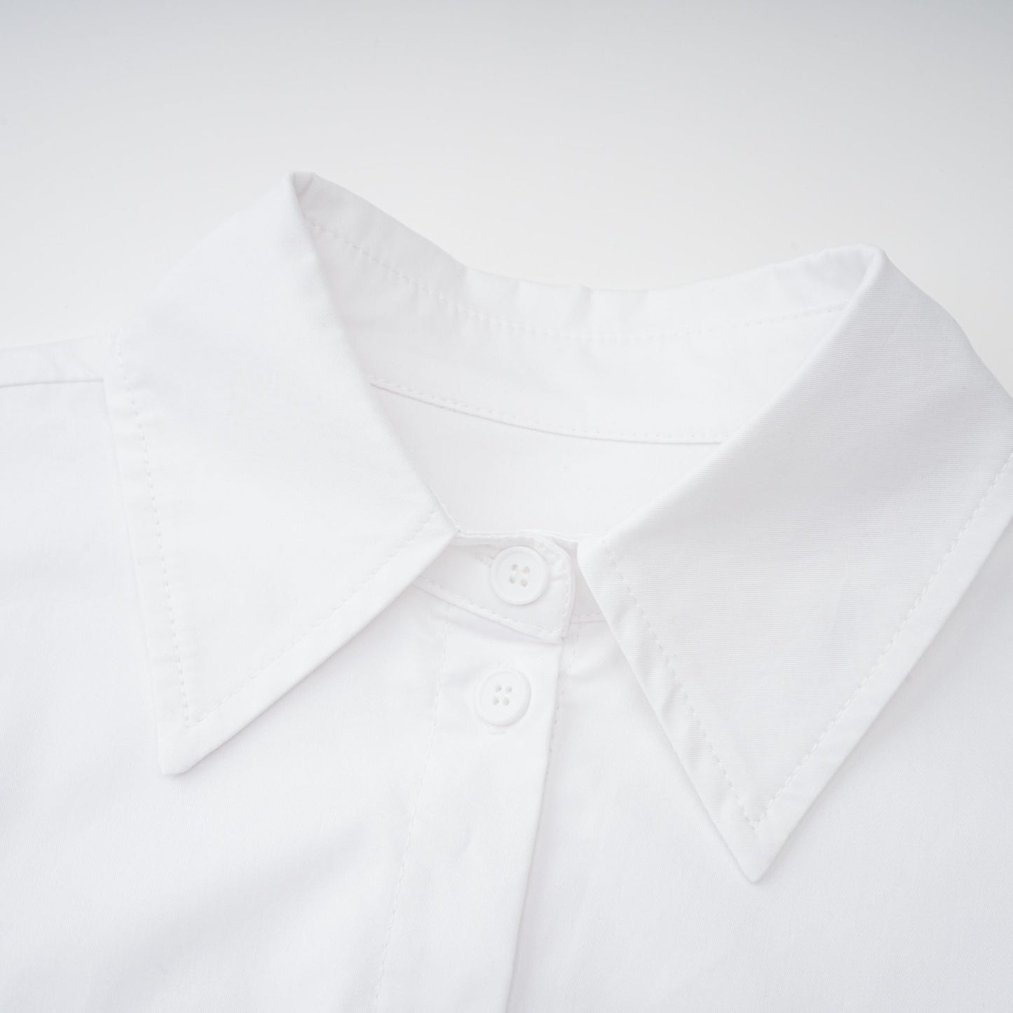Dulcie white front-slit shirred shirt dress